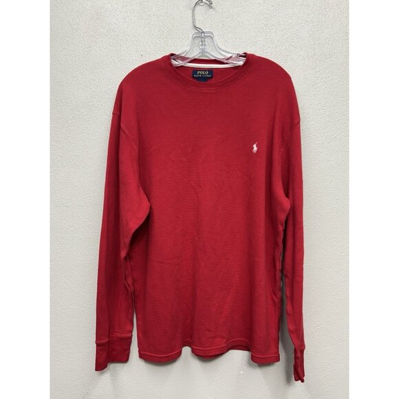 Polo Ralph Lauren Mens Thermal Shirt 2XL XXL Red Long Sleeve Waffle Knit 3258 - Picture 1 of 5
